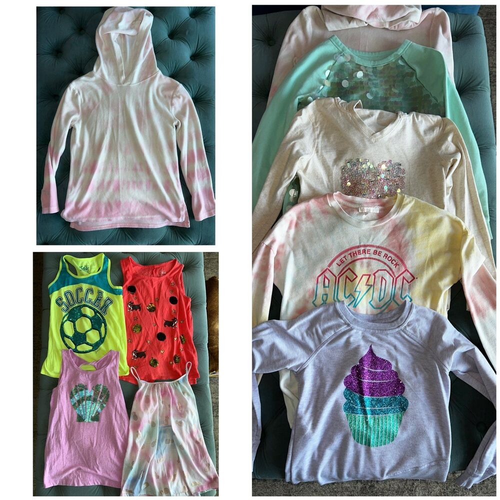 Girls Bundle of 9 Tops Shirts size 10 - 12 Large L